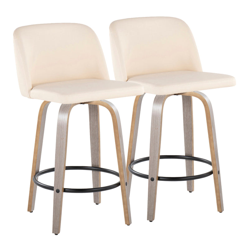 Toriano - Contemporary Fixed Height Counter Stool With Swivel & Round Footrest (Set of 2) - R&R Furniture Gallery (Fountain Valley, CA)