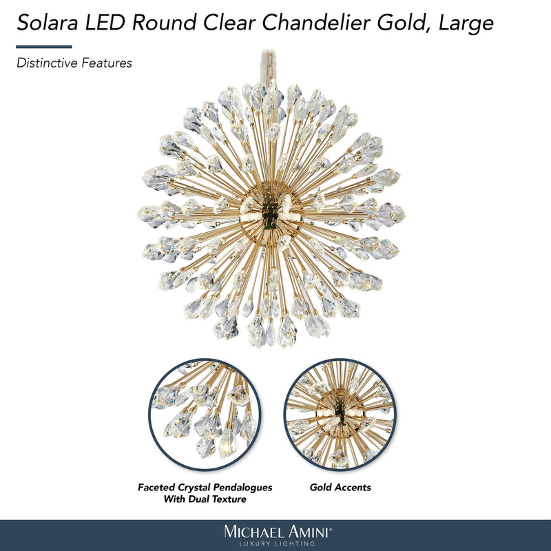 Michael Amini Lighting - Solara 32" Round Crystal LED Chandelier - Gold