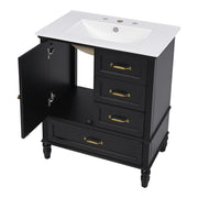 30" Bathroom Vanity With Sink, 3 Drawers, Adjustable Feet - R&R Furniture Gallery (Fountain Valley, CA)