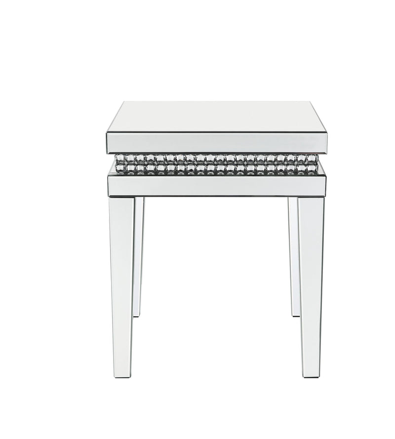 Lotus - 20" End Table - Mirrored & Faux Ice Cube Crystals - R&R Furniture Gallery (Fountain Valley, CA)