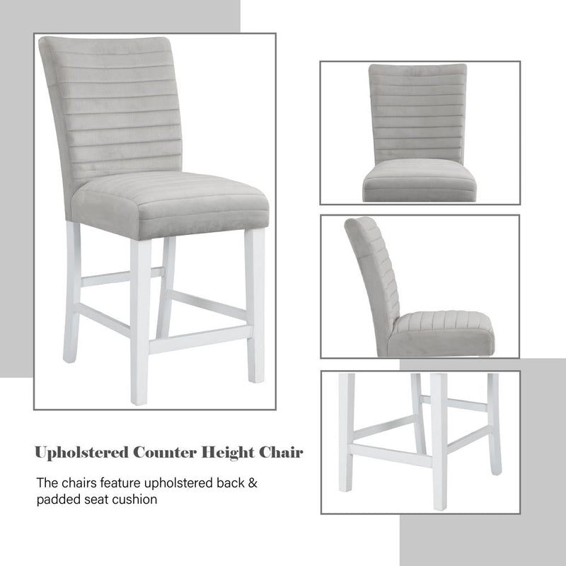 Elizaveta - Counter Height Chair (Set of 2) - Gray Velvet &White High Gloss - R&R Furniture Gallery (Fountain Valley, CA)