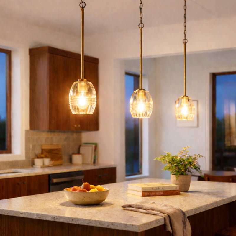 Vista - Single Pendant Chain Hanging Light - Clear / Gold - R&R Furniture Gallery (Fountain Valley, CA)