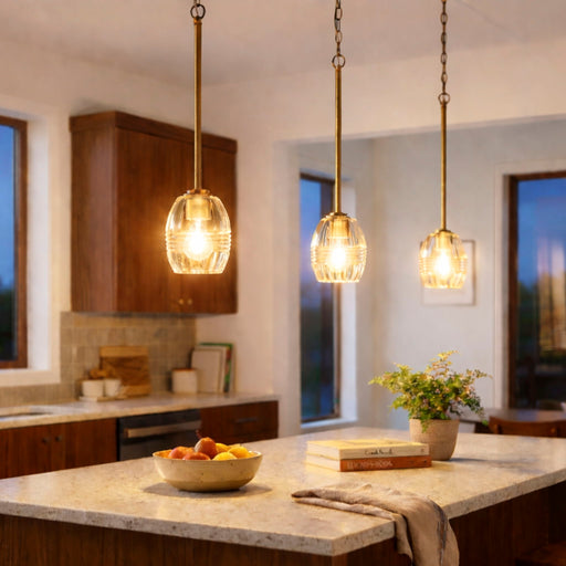 Vista - Single Pendant Chain Hanging Light - Clear / Gold - R&R Furniture Gallery (Fountain Valley, CA)