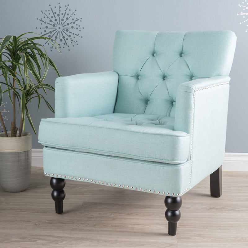 Harrison - Tufted Club Chair With Button Tufted Back And Birch Wood Legs - R&R Furniture Gallery (Fountain Valley, CA)