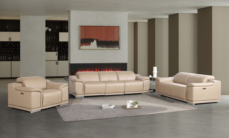 2679 - Power Reclining Sofa, Loveseat & Chair Set In Genuine Leather (5 Recliners) - R&R Furniture Gallery (Fountain Valley, CA)