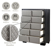 Nicola - Chest - Silver Synthetic Leather & Black - R&R Furniture Gallery (Fountain Valley, CA)
