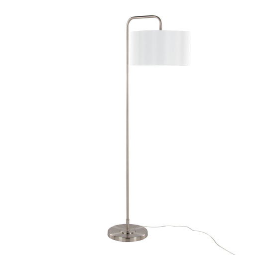 Lumi Source contemporary Puck floor lamp with a sleek, rounded design standing on a flat base, ideal for modern living spaces.