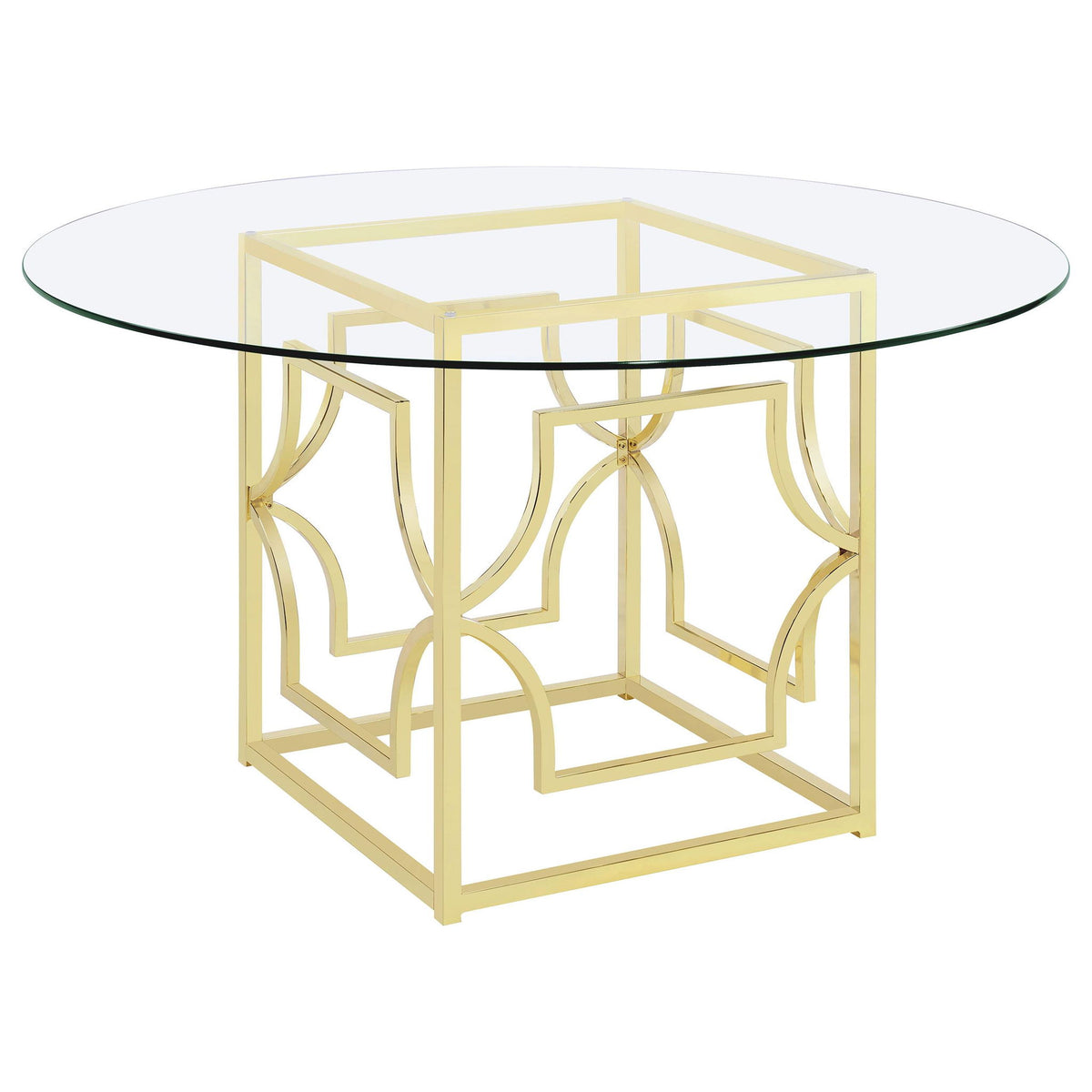 Starlight Round 54-inch Glass Top Metal Dining Table Brass