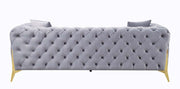 Jelanea - Sofa With 2 Pillows - Gray Velvet & Gold - R&R Furniture Gallery (Fountain Valley, CA)