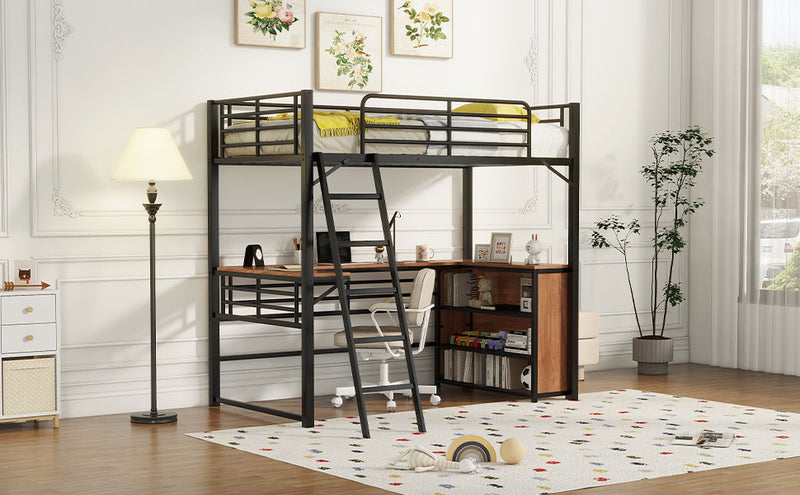 Loft Bed & 3 Layers Of Shelves And L-Shaped Desk - R&R Furniture Gallery (Fountain Valley, CA)