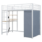 Loft Bed With Desk, Shelves, Power Outlet, LED Light And Wardrobe - R&R Furniture Gallery (Fountain Valley, CA)