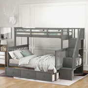 DreamHaus stairway bunk bed with built-in storage, safety guard rails, and sturdy wood construction for bedroom use