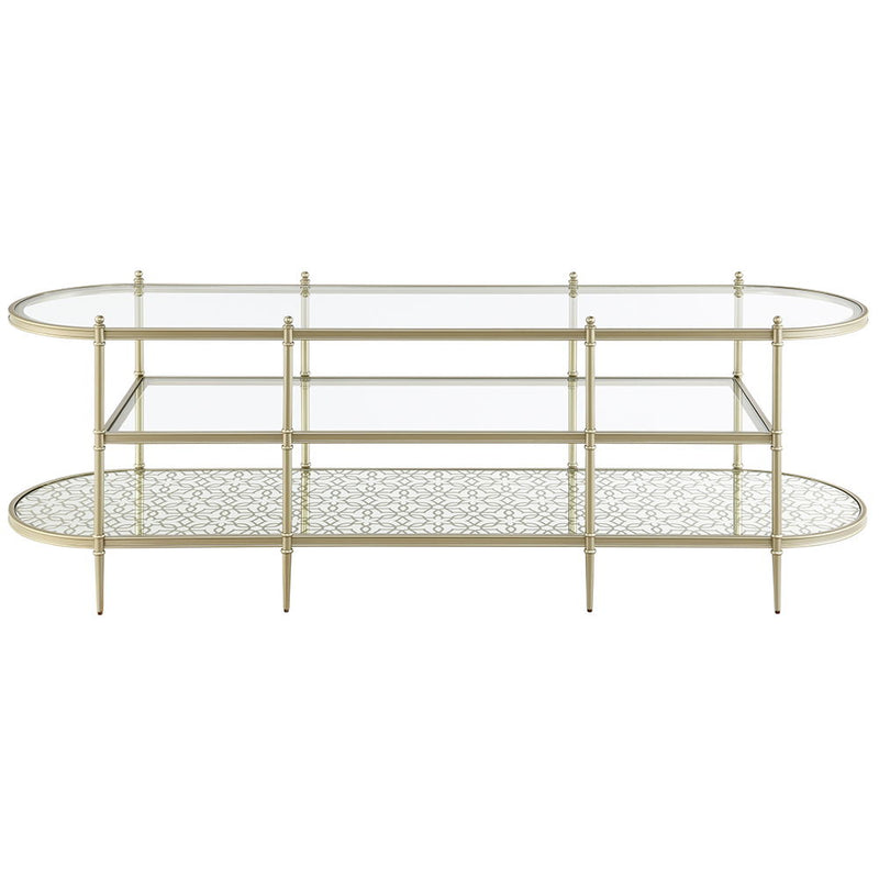 Zaba - TV Stand - Glass Top & Champagne - R&R Furniture Gallery (Fountain Valley, CA)
