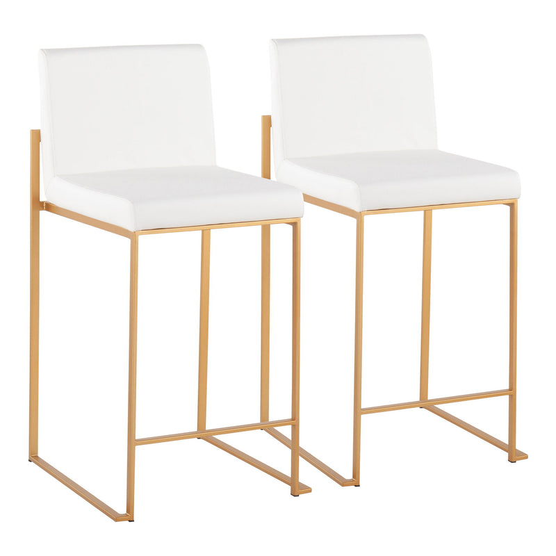 Lumi Source Fuji contemporary high back stylish counter stool with modern design and wooden legs, perfect for kitchen or bar area.