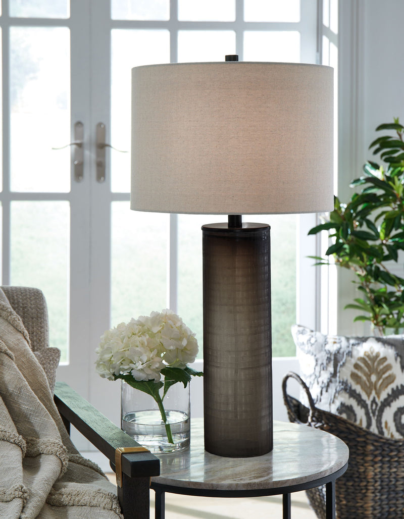 Dingerly - Glass Table Lamp - Brown - R&R Furniture Gallery (Fountain Valley, CA)