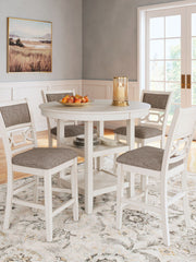 Erinberg - Dining Room Counter Table Set (Set of 5) - Antique White - R&R Furniture Gallery (Fountain Valley, CA)