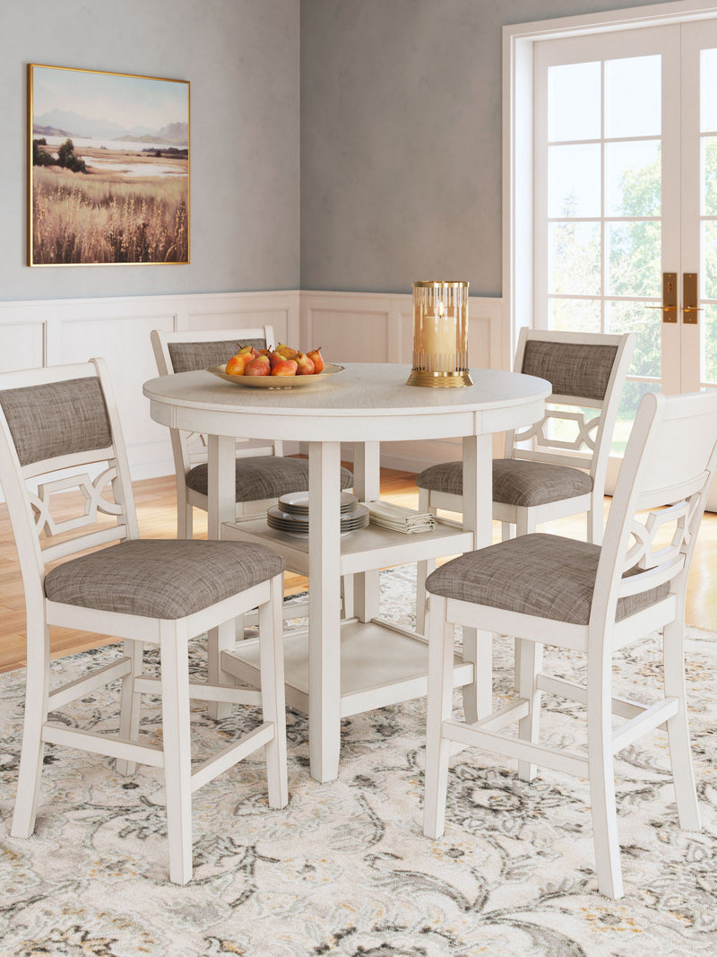 Erinberg - Dining Room Counter Table Set (Set of 5) - Antique White - R&R Furniture Gallery (Fountain Valley, CA)