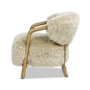 Becker - Rustic Oak Sheepskin Upholstered Accent Arm Chair - Taupe Beige - R&R Furniture Gallery (Fountain Valley, CA)