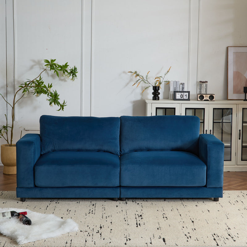 Modern Square Arm Sofa With Soft Fabric Upholstery, Deep Cushions - R&R Furniture Gallery (Fountain Valley, CA)