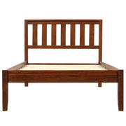 DreamHaus platform bed with headboard, footboard, and slat support, showcasing a modern wooden frame and sleek design.