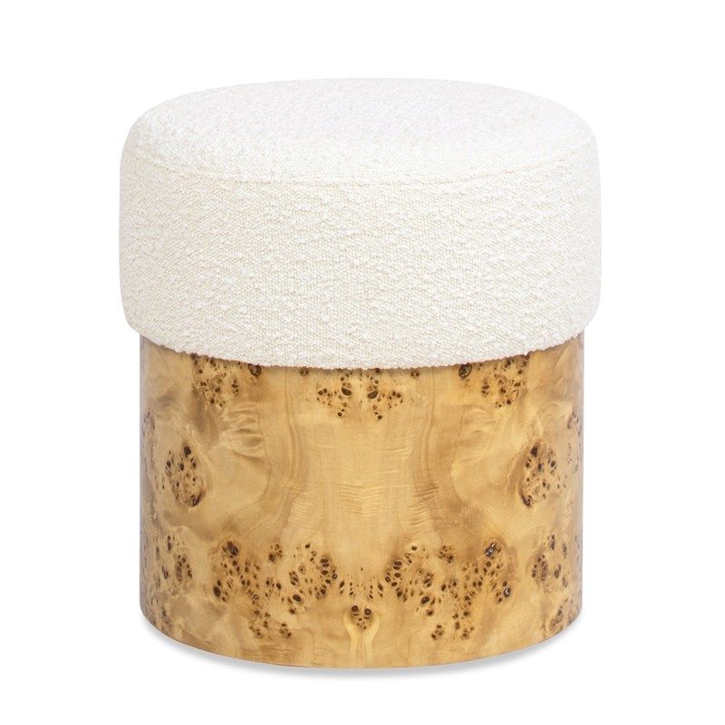 Nebula - Round Upholstered Ottoman - White - R&R Furniture Gallery (Fountain Valley, CA)
