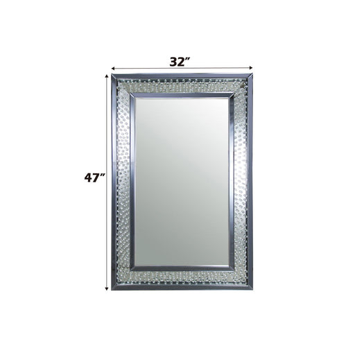 Nysa - 47" Rectangular Accent Mirror - Mirrored & Faux Crystals - R&R Furniture Gallery (Fountain Valley, CA)