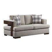 Niamey - Loveseat With 2 Pillows - Fabric & Walnut - R&R Furniture Gallery (Fountain Valley, CA)