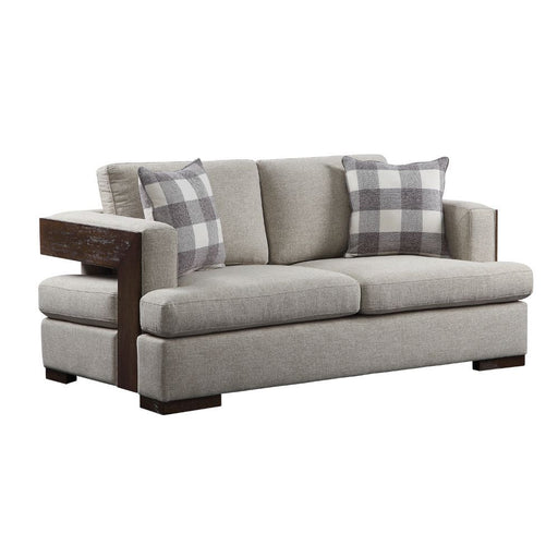 Niamey - Loveseat With 2 Pillows - Fabric & Walnut - R&R Furniture Gallery (Fountain Valley, CA)