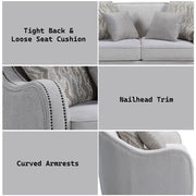 Mahler - Loveseat With 4 Pillows - Beige Linen - R&R Furniture Gallery (Fountain Valley, CA)