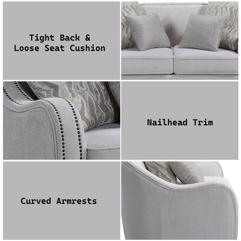 Mahler - Loveseat With 4 Pillows - Beige Linen - R&R Furniture Gallery (Fountain Valley, CA)