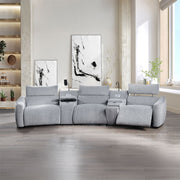 Fullar - Modular Power Motion Armless Recliner - Light Gary Chenille - R&R Furniture Gallery (Fountain Valley, CA)