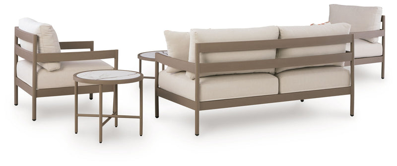 Bluff Trail - Loveseat, Lounge Chairs, Tables Set (Set of 5) - Beige - R&R Furniture Gallery (Fountain Valley, CA)