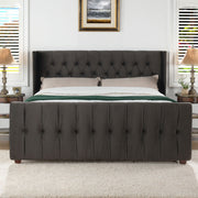 David - King Tufted Wingback Bed - Dark Charcoal Gray - R&R Furniture Gallery (Fountain Valley, CA)