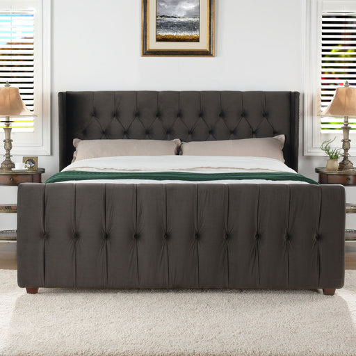 David - King Tufted Wingback Bed - Dark Charcoal Gray - R&R Furniture Gallery (Fountain Valley, CA)
