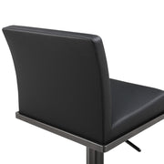 TOV Furniture Amalfi black steel adjustable height barstool with a sleek modern design and a cushioned black seat.