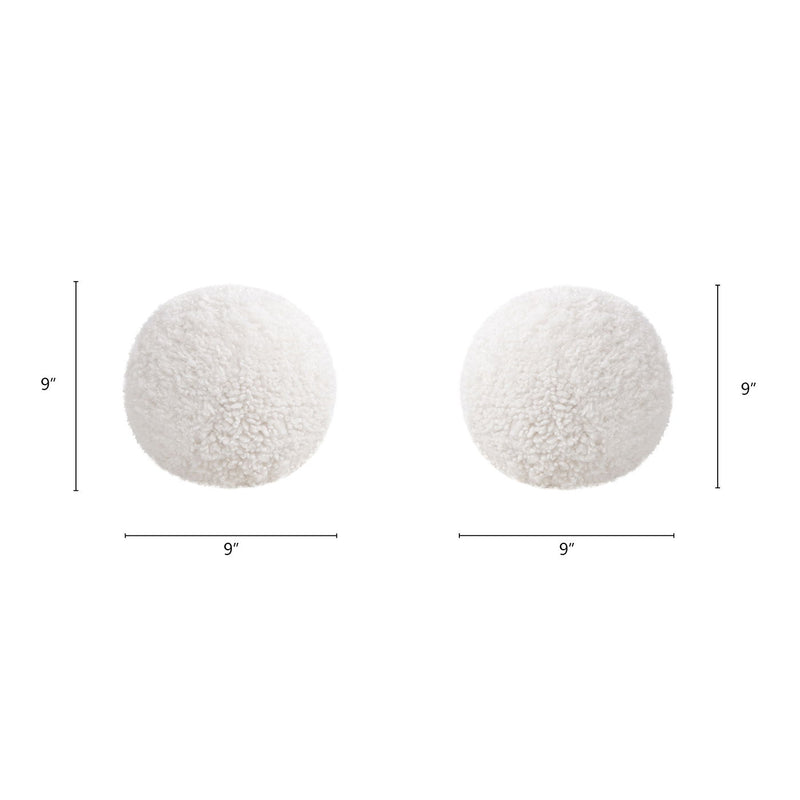 Ayla - Round Sphere Accent Ball Throw Pillow - Curly White - R&R Furniture Gallery (Fountain Valley, CA)