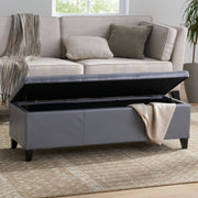 Contemporary Noble House Glouster storage ottoman with soft fabric upholstery and a spacious interior for versatile storage.