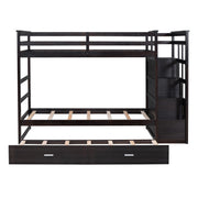DreamHaus bunk bed with staircase and trundle, featuring sturdy wood construction, twin-size sleeping areas, and integrated storage.