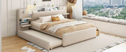 Upholstered Platform Bed With Reading Lights, Drawers, Trundle And Shelves - R&R Furniture Gallery (Fountain Valley, CA)