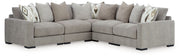 Benchcraft Aslan Court 5-piece sectional sofa with ottoman set, featuring plush cushions and modern living room furniture design.
