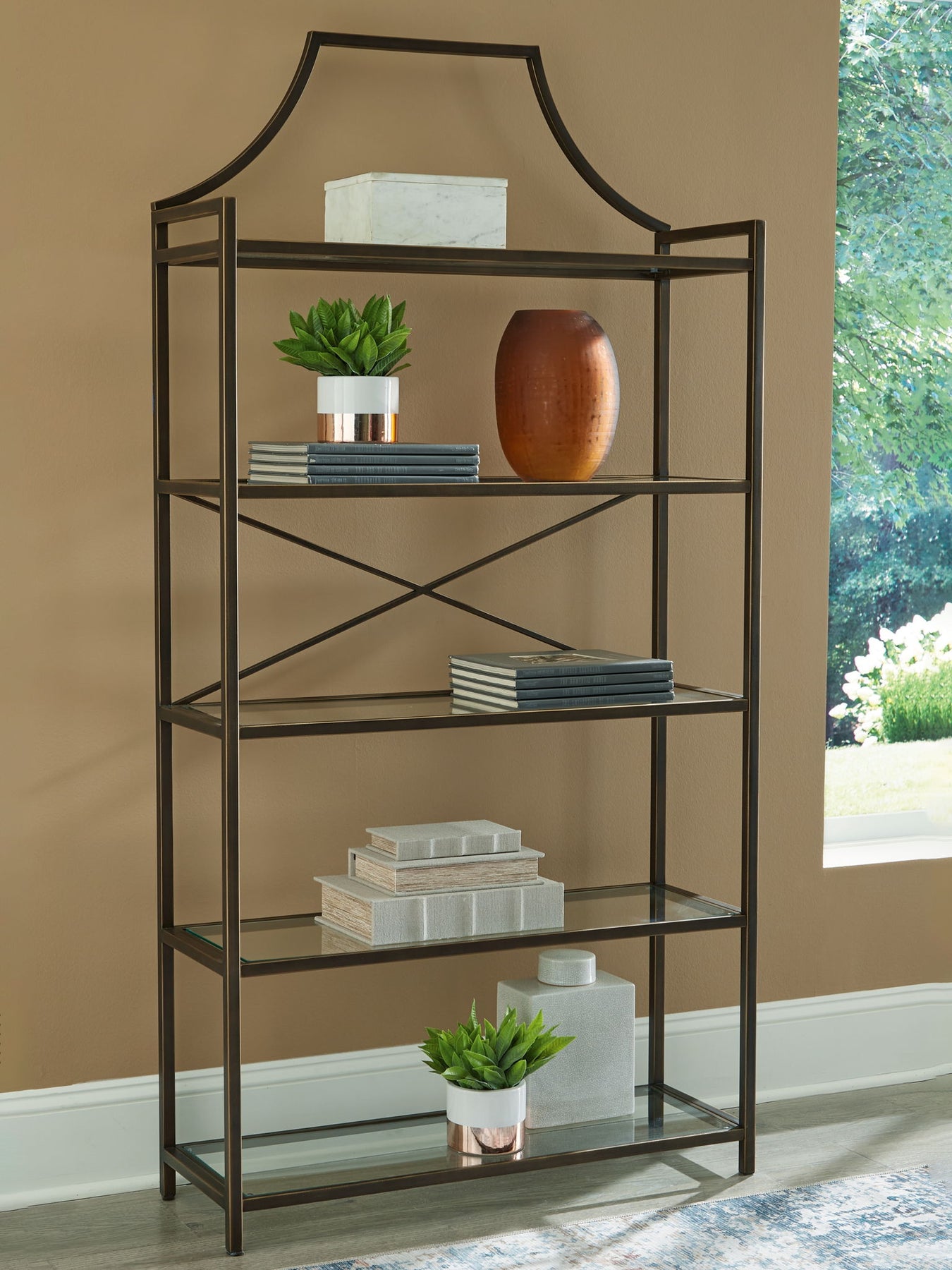 Bernonly - Bookcase - Antique Bronze Finish - R&R Furniture Gallery (Fountain Valley, CA)