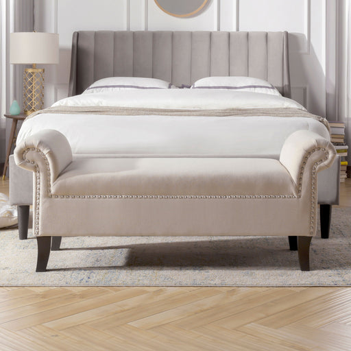 Kathy - Roll Arm Entryway Accent Bench - Sky Neutral Beige - R&R Furniture Gallery (Fountain Valley, CA)