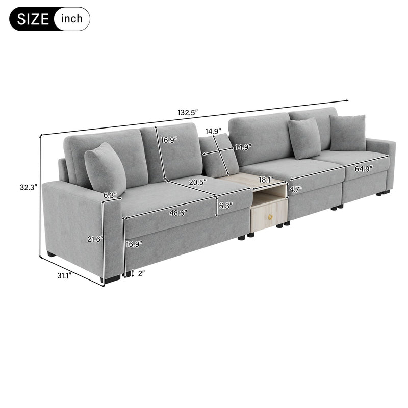 Modular Sofa Couch With Storage Armrest And Center Console - R&R Furniture Gallery (Fountain Valley, CA)