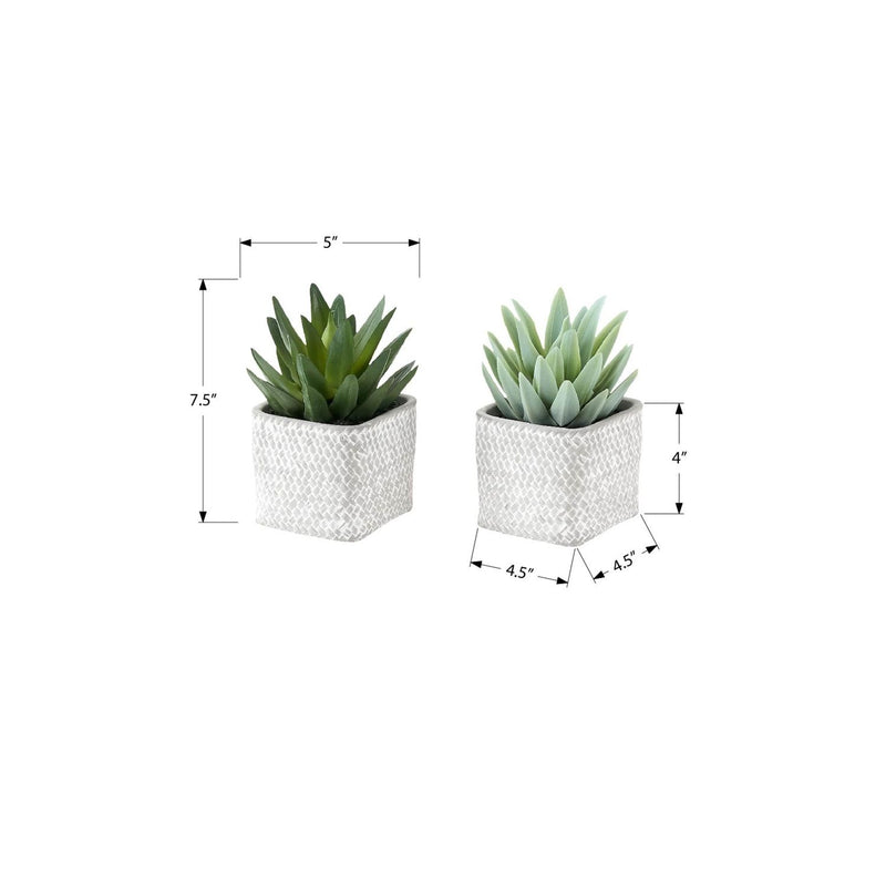 Artificial Succulent Table Decor (Set of 2) - Green Plastic