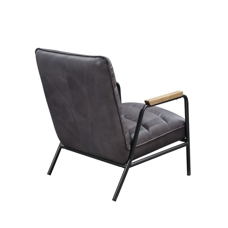 Nignu - Accent Chair - Gray Top Grain Leather & Matt Iron - R&R Furniture Gallery (Fountain Valley, CA)