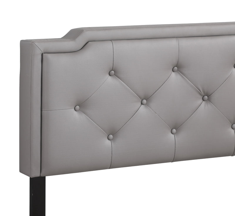 Button tufted upholstered bed by Glory Furniture, cozy design with plush fabric and classic tufted detailing for comfortable bedrooms.