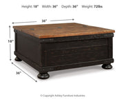 Valebeck - Lift Top Cocktail Table - Black / Brown - R&R Furniture Gallery (Fountain Valley, CA)