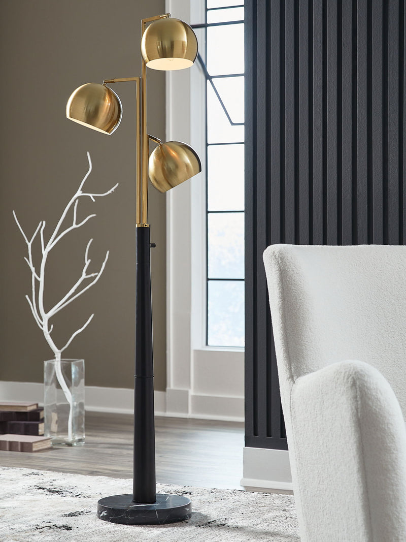 Sorcha - Metal Floor Lamp - Gold Finish / Black - R&R Furniture Gallery (Fountain Valley, CA)