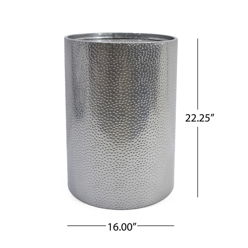 Modern round accent table with hammered surface by Noble House, featuring a stylish and textured design for contemporary interiors.