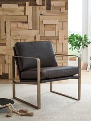 Bradett - Accent Chair - Dark Brown / Gold Finish - R&R Furniture Gallery (Fountain Valley, CA)